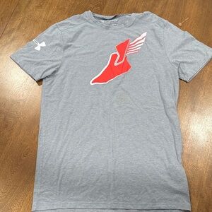 Under Armour Heather Gray Tee with Red Logo